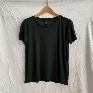 Forever 21 Dark Green Ribbed Loose Relaxed Fit T-Shirt